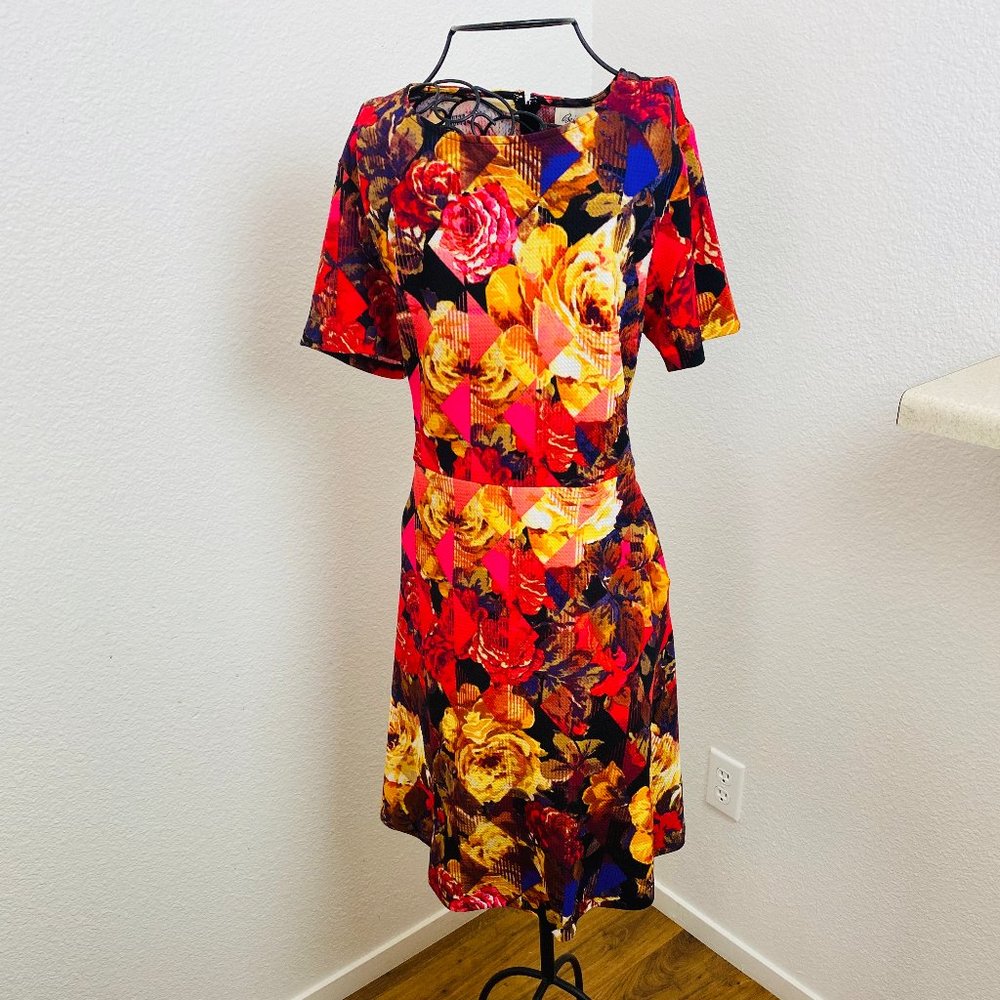 BEIGE BY ECI Floral Dress short sleeve casual 12